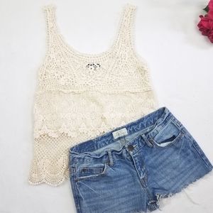 AMERICAN EAGLE OUTFITTERS CROCHET LACE TANK TOP M